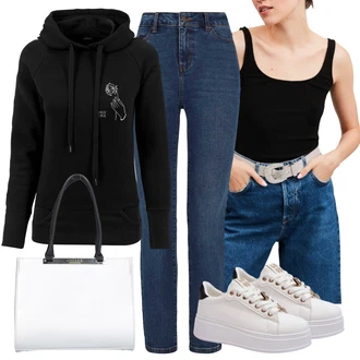 Športno outfit mit Črna/Roza/Rdeča Športna Jakna/Jakna s Stransko Zadrgo/Jakna s Kapuco/Trening Jakna/Vodoodporna Jakna/Bluzon/Merino Jakna Mister Tee "Pomladanski Outfit"Look: Gotika, Emo, Športno, Ulična moda, Unisex, Lak, Priložnostne