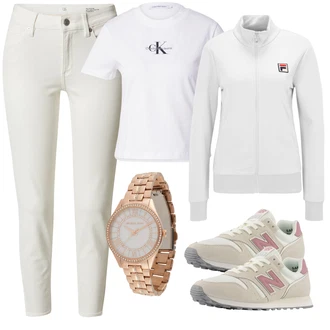 Tisk logotipa outfit mit Bela/Zelena Srajca & majica velike velikosti/Bluza velika velikost Calvin Klein Jeans "Pomladanski Outfit"