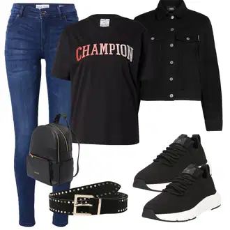 outfit mit Krem/Črna/Bež Klasični pasovi/Ženski Pas brez Zaponke/Usnjeni pas/Širok pas Tamaris "Pomladanski Outfit"