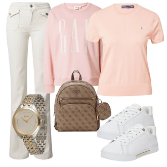 Visok pas outfit mit Bela/Khaki/Krem/Bež/Rjava Moška majica/Kavbojke z Razporkom/Kavbojka z Nizkim Pasom/Moška Usnjena Jakna/Ravne Kavbojke/Šiškata Kavbojka/Zimska jakna "Pomladanski Outfit"