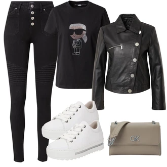 outfit mit Bela/Krem/Srebrna Superga Plato-Sneaker/Superge Nizka/Usnjene superge/Platnena Superga/Ozka Superga Gabor "Pomladanski Outfit"