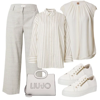 outfit mit Bež/Krem/Bela Ozka superga/Superge Z Bočno Zadrgo/Usnjene superge/Superge Nizka Gabor "Pomladanski Outfit"