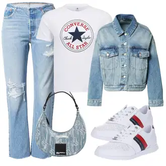 Til outfit mit Svetlo modra/Modra Vintage Jakna/Kratka Denim Jakna/Denim Jakna LTB "Pomladanski Outfit"