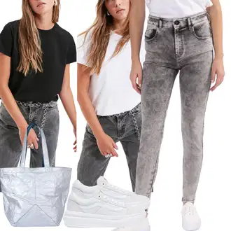outfit mit Bela/Črna/Rjava Majica s kratkimi rokavi/Obrezana majica/Kratki top Trendyol "Pomladanski Outfit"