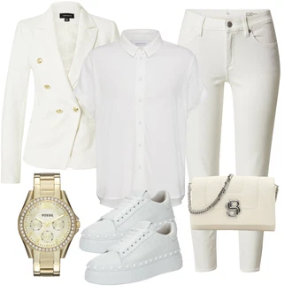 outfit mit Zlati Verižna ura/Zapestna ura/Darilni komplet ur/Baterija za uro/Orodje za uro Fossil "Pomladanski Outfit"