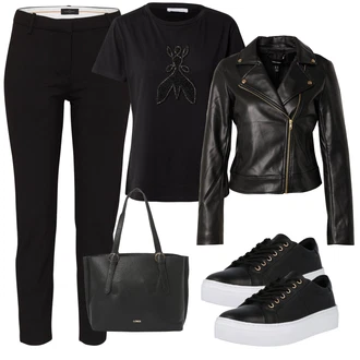 outfit mit Črna Poslovna Hlača/Obleka Hlača/Jeggings/Pajkice z Razporkom/Hlača z Razporkom/Skinny Hlače/Slim Hlača/Hlača s Stremenom/Raztegljiva Hlača/Treggings FIVEUNITS "Pomladanski Outfit"