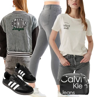 outfit mit Črna Superge Luknjasta/Usnjene superge/Superge Nizka/Ozka superga/Vintage superga shoeberry "Pomladanski Outfit"