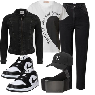 outfit mit Črna/Bela Superge Nizka/Skate Obutev/Ozka superga Jordan "Pomladanski Outfit"