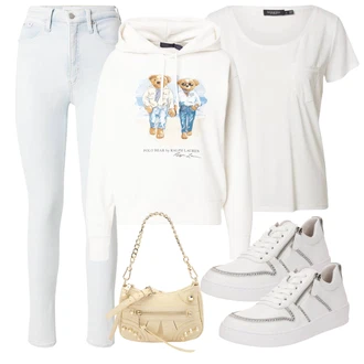 outfit mit Krem/Siva/Svetlo modra/Bela Hlača velika velikost/Pajkice Velika Velikost Calvin Klein Jeans "Pomladanski Outfit"