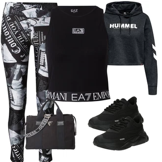 outfit mit Temno modra/Črna/Siva Odrezana Majica brez rokavov/Majica za mišice/Majica brez rokavov/Grafična majica/Športna Majica brez rokavov ea7 emporio armani "Pomladanski Outfit"