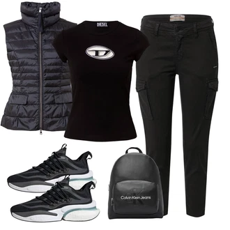 outfit mit Črna/Rjava Športna majica/Majica za trening/Funkcijska Majica/Dres/Lepa Majica Diesel "Pomladanski Outfit"