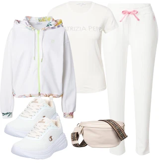 outfit mit Roza/Bela Hlače Slip-on Hlača/Hlača za Obleko/Termo Hlača/Dolga Hlača/Športne Hlače/Jersey Hlača/Hlače iz muslina/Športno eleganten hlačni kostim/Moderni hlačni kostim/Hlača s Stremenom/Eleganten hlačni kostim/Svečani Hlačni Kostum/Slim Hlača/Raztegljiva Hlača/Hlačna Obleka za Poroko "Pomladanski Outfit"