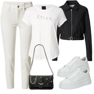 outfit mit Siva/Bela/Krem Superga Usnjene superge/Superge Luknjasta/Superge Nizka/Plato-Sneaker Kennel & Schmenger "Pomladanski Outfit"