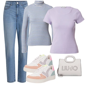 outfit mit Svetlo Modra/Modra Hlača velika velikost Vila "Pomladanski Outfit"