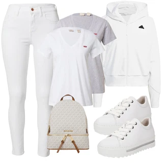 Ulična moda outfit mit Bela/Krem/Svetlo modra Pulover z zadrgo/Kapucar za par/Športni Pulover/Pleten Pulover s kapuco/Jopica iz flisa/Športni Pulover s kapuco/Prevelik Pulover s kapuco na zadrgo/Elegantni Pulover s kapuco/Pulover s kapuco/Pulover s kapuco adidas sportswear "Pomladanski Outfit"Look: Nor, Delovna oblačila, Ulična moda, Unisex, Športno