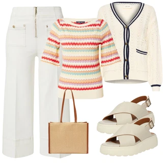 outfit mit Krem/Bela/Khaki Cargo Krilo/Krilo do Teleta "Pomladanski Outfit"