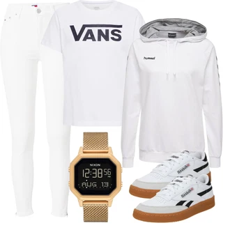 outfit mit Bež/Bela Poletne superge/Vintage superga/Superge Luknjasta/Skate Obutev/Usnjene superge/Superge Nizka/Ozka superga Reebok "Pomladanski Outfit"