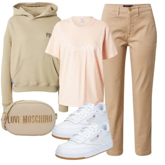 outfit mit Zlati/Rjava/Khaki/Bež/Roza Torbica za čez ramo/Mini torbica/Torbica za okrog pasu/Billfold/Torba za boke/Torbica za okrog pasu/Satchel torba Love Moschino "Pomladanski Outfit"