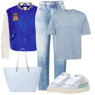outfit mit Svetlo modra Superga Usnjene superge/Skate Obutev/Vintage Superga/Poletne superge/Superge Nizka/Plato-Sneaker Puma "Pomladanski Outfit"