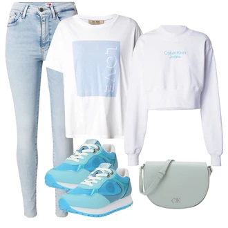 outfit mit Svetlo modra Hlača velika velikost Tommy Jeans "Pomladanski Outfit"