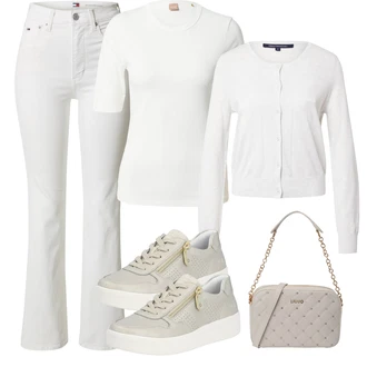 outfit mit Bež/Khaki/Siva/Rjava/Srebrna Usnjene superge/Superge Nizka/Plato-Sneaker/Ozka superga/Superge Luknjasta/Superge Z Bočno Zadrgo/Poletne superge REMONTE "Pomladanski Outfit"
