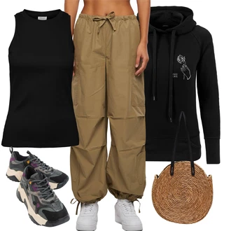 Športno outfit mit Črna/Roza/Rdeča Športna Jakna/Jakna s Stransko Zadrgo/Jakna s Kapuco/Trening Jakna/Vodoodporna Jakna/Bluzon/Merino Jakna Mister Tee "Pomladanski Outfit"Look: Gotika, Emo, Športno, Ulična moda, Unisex, Lak, Priložnostne