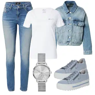 Til outfit mit Svetlo modra/Modra Vintage Jakna/Kratka Denim Jakna/Denim Jakna LTB "Pomladanski Outfit"