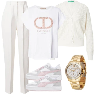 Nogomet outfit mit Zlati/Rumena Verižna ura/Pametna ura/Zapestna ura MICHAEL Michael Kors "Pomladanski Outfit"Look: Nogomet, Baseball