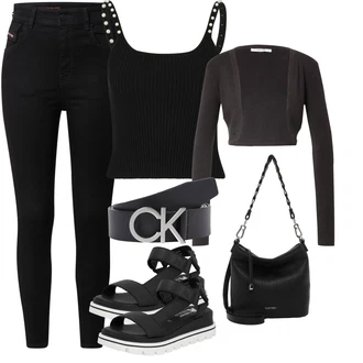 outfit mit Siva/Temno siva/Rjava/Temno rjava/Črna Kratek Blejzer/Blejzer Jakna About You "Pomladanski Outfit"