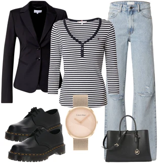 outfit mit Svetlo modra Hlača velika velikost Leger by Lena Gercke "Pomladanski Outfit"