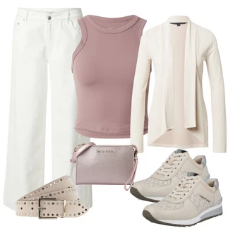 outfit mit Bež/Rjava/Khaki Ženski Pas brez Zaponke/Sproščeni pas/Klasični pasovi/Usnjeni pas/Širok pas Tamaris "Pomladanski Outfit"