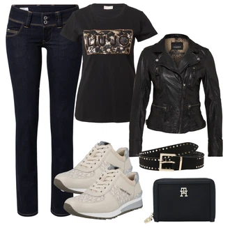 outfit mit Krem/Črna/Bež Klasični pasovi/Ženski Pas brez Zaponke/Usnjeni pas/Širok pas Tamaris "Pomladanski Outfit"