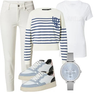 Badminton outfit mit Bela/Srebrna/Modra/Siva Zapestna ura/Verižna ura Boss "Pomladanski Outfit"Look: Badminton, Tenis