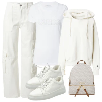 outfit mit Bela/Krem/Khaki Cargo Hlače/Tesarska hlača Edited "Pomladanski Outfit"