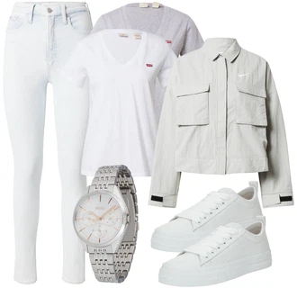 outfit mit Krem/Siva/Svetlo modra/Bela Hlača velika velikost/Pajkice Velika Velikost Calvin Klein Jeans "Pomladanski Outfit"