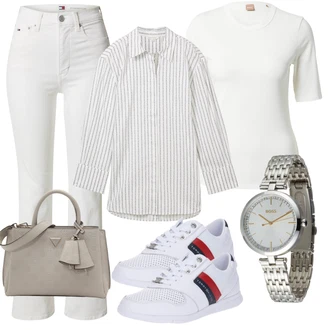 outfit mit Srebrna/Roza Zapestna ura/Baterija za uro/Verižna ura/Orodje za uro Boss "Pomladanski Outfit"