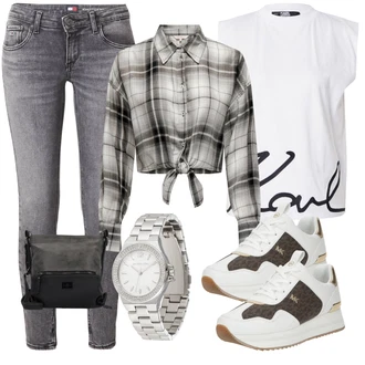 outfit mit Siva/Temno Siva/Svetlo Siva Skinny Hlače/Hlača z Razporkom/Jeggings/Jeans Pajkice Tommy Jeans "Pomladanski Outfit"