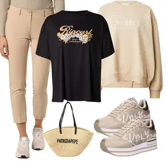 outfit mit Bež/Roza/Črna/Rjava/Modra/Rdeča/Rumena Nogometni Dres/Dres/Baseball Dres/Funkcionalna majica/Majica za trening Rip Curl "Pomladanski Outfit"