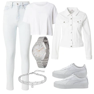 outfit mit Krem/Bela Plašč/Jakna/Bluza velika velikost Tommy Hilfiger "Pomladanski Outfit"