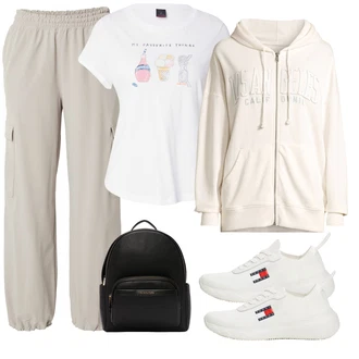 outfit mit Krem/Bež/Rjava/Khaki/Bela Women's Hoodies and Sweatshirts aÉropostale "Pomladanski Outfit"