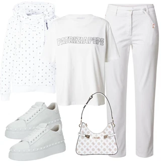 outfit mit Siva/Bela/Krem Superga Usnjene superge/Superge Luknjasta/Superge Nizka/Plato-Sneaker Kennel & Schmenger "Pomladanski Outfit"