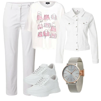 outfit mit Krem/Bela Plašč/Jakna/Bluza velika velikost Tommy Hilfiger "Pomladanski Outfit"