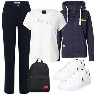 outfit mit Temno modra Hlača velika velikost Brax "Pomladanski Outfit"