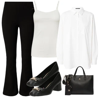 outfit mit Črna/Rjava Pajkice na Zvonec/Na Zvonec Pajkica/Zvončaste Hlače/Razširjena Hlača Calvin Klein "Pomladanski Outfit"