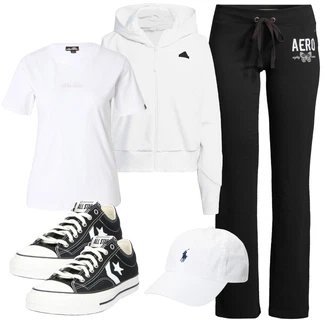 outfit mit Krem/Bela/Roza Srajca & majica velike velikosti/Bluza velika velikost Ellesse "Pomladanski Outfit"