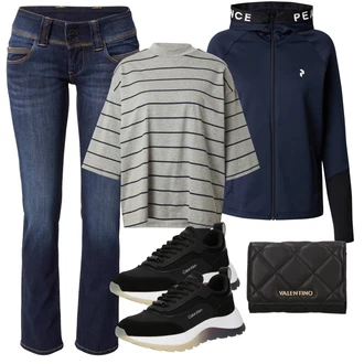 outfit mit Modra/Temno modra Merino jakna/Pletena Jakna iz Flisa/Športna Jakna/Trening Jakna Peak Performance "Pomladanski Outfit"