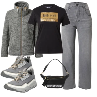 Visok pas outfit mit Siva/Svetlo siva Široke Kavbojke/Formalna Srajca/Girlfriend Kavbojke/Mom Jean/Ravne Kavbojke/Vintage kavbojke/Dad Kavbojka/Ženske 7/8 Kavbojke/Zimska jakna/Odrezane Kavbojke Herrlicher "Pomladanski Outfit"