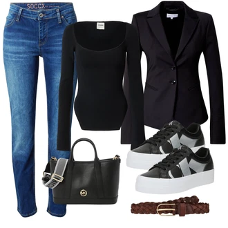 outfit mit Črna/Siva Superga Plato-Sneaker/Superge Nizka/Usnjene superge/Superge Luknjasta/Ozka Superga Calvin Klein Jeans "Pomladanski Outfit"