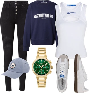 outfit mit Modra/Svetlo modra/Siva Pokrivalo/Snapback kapa Converse "Pomladanski Outfit"