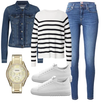 outfit mit Bela/Siva/Krem Superga Usnjene superge/Plato-Sneaker/Superge Nizka/Ozka Superga Kennel & Schmenger "Pomladanski Outfit"